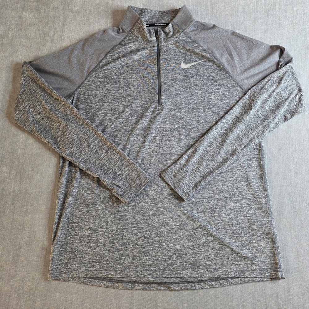 Nike Quarter Zip Pullover Mens L Gray Excellent Dri-Fit Running AH8973-021